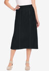 Flex-Fit Pull-On Denim Skirt, BLACK, hi-res image number null