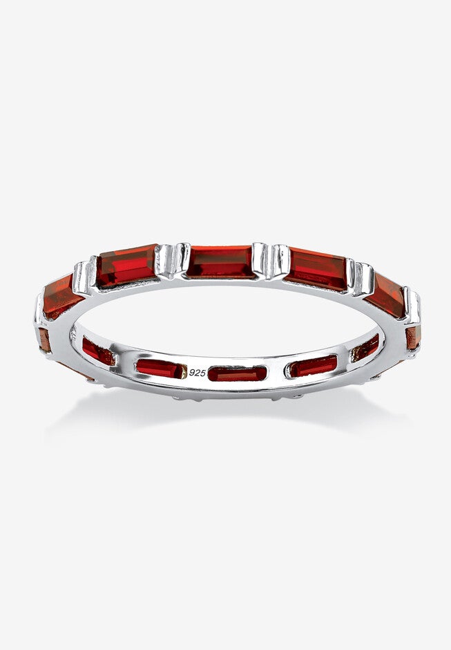 Sterling Silver Simulated Birthstone Eternity Ring, JANUARY, hi-res image number 0