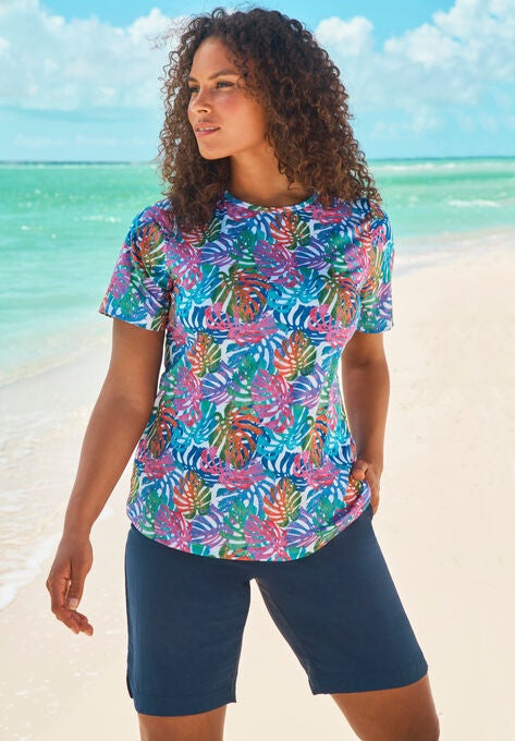 The Swim Tee, MULTI MARBLE PALM, hi-res image number null