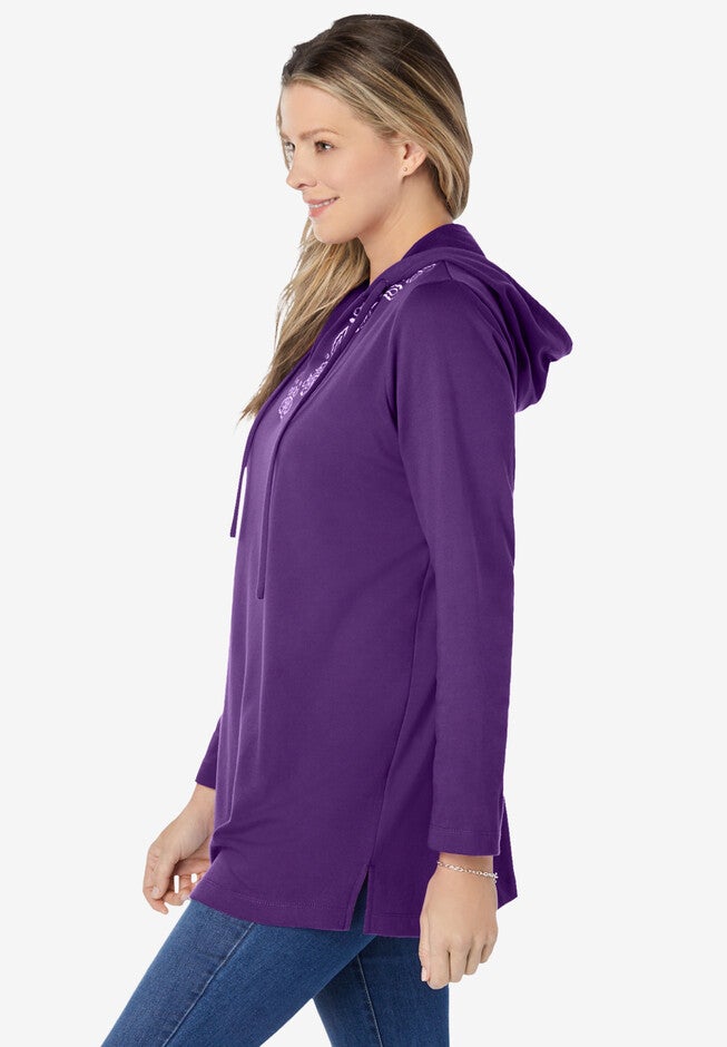 Embroidered Sweatshirt Tunic, , alternate image number 2