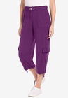 Pull-On Knit Cargo Capri, PLUM PURPLE, hi-res image number null
