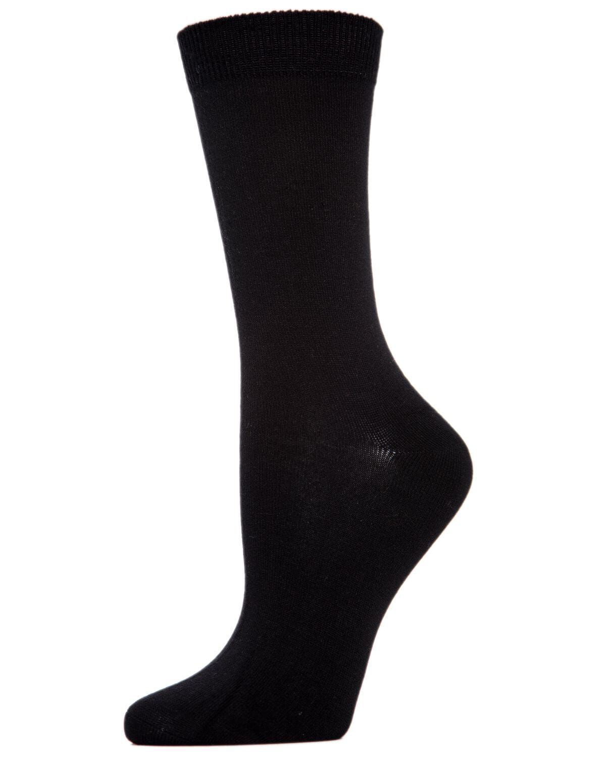 Women&#39;s Flat-Knit Bamboo Blend Crew Socks, BLACK, hi-res image number 0