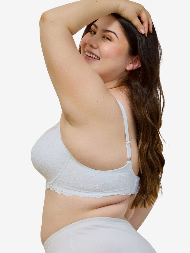 The Willow - Lace Plunge Underwire Bra, WHITE, alternate image number 2