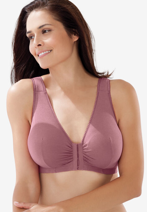 Meryl Cotton Front-Close Wireless Bra, WISTFUL MAUVE, hi-res image number null