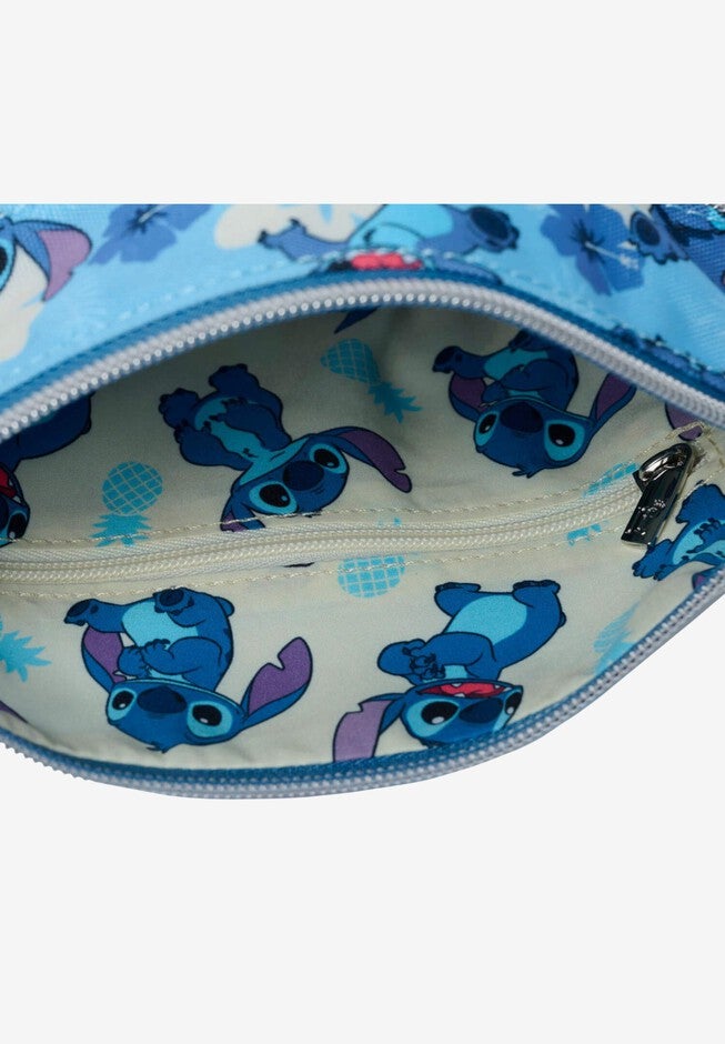 Loungefly x Disney Stitch Passport Crossbody Bag Blue All-Over Print, BLUE, alternate image number 2
