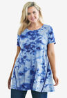 Washed Thermal Trapeze Tunic, NAVY TIE DYE, hi-res image number null