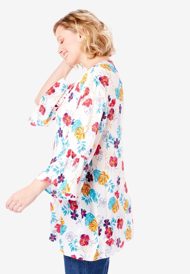 Gauze Bell Sleeve Blouse, , alternate image number null