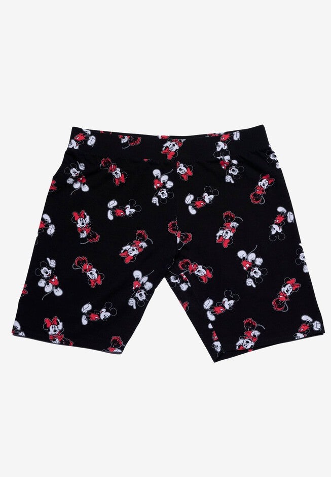 Women's Disney Mickey Mouse Bike Shorts Black All-Over Print, BLACK, alternate image number null