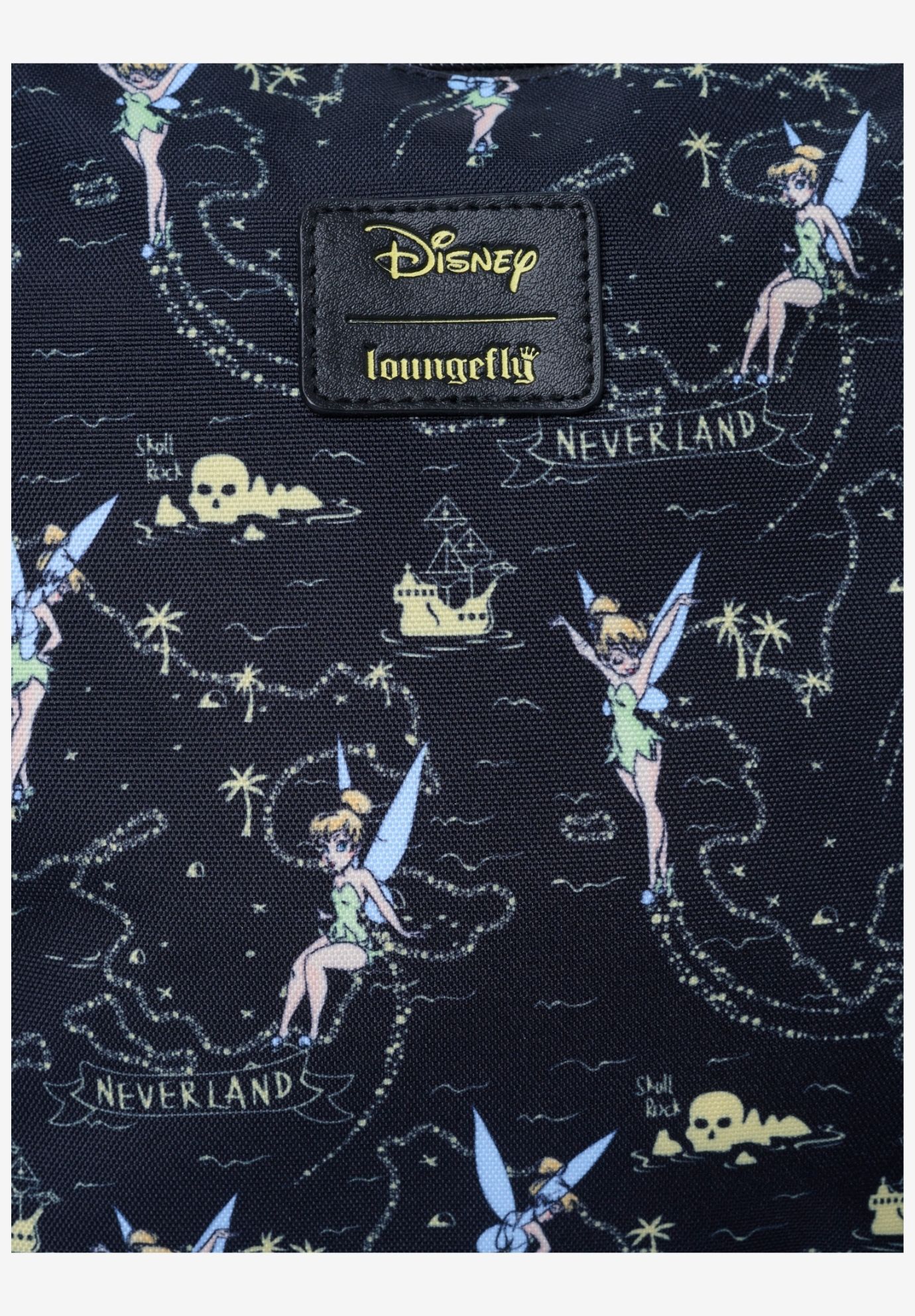 Loungefly Disney Tinker Bell Neverland Map Crossbody Bag Nylon Black, BLACK, alternate image number 2