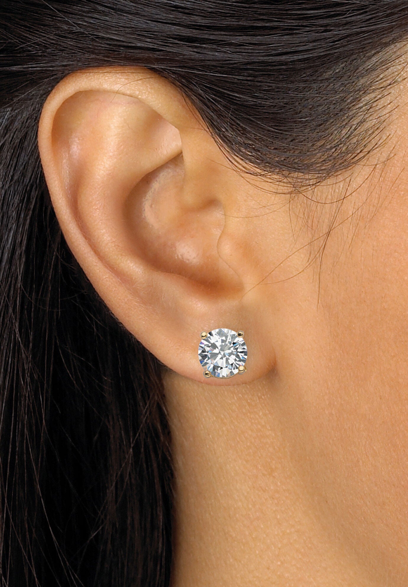 Tri Tone Gold Ion Plated Stainless Hoop & Cz Stud Earring Set (50Mm) (4 Cttw) Jewelry, , alternate image number 6