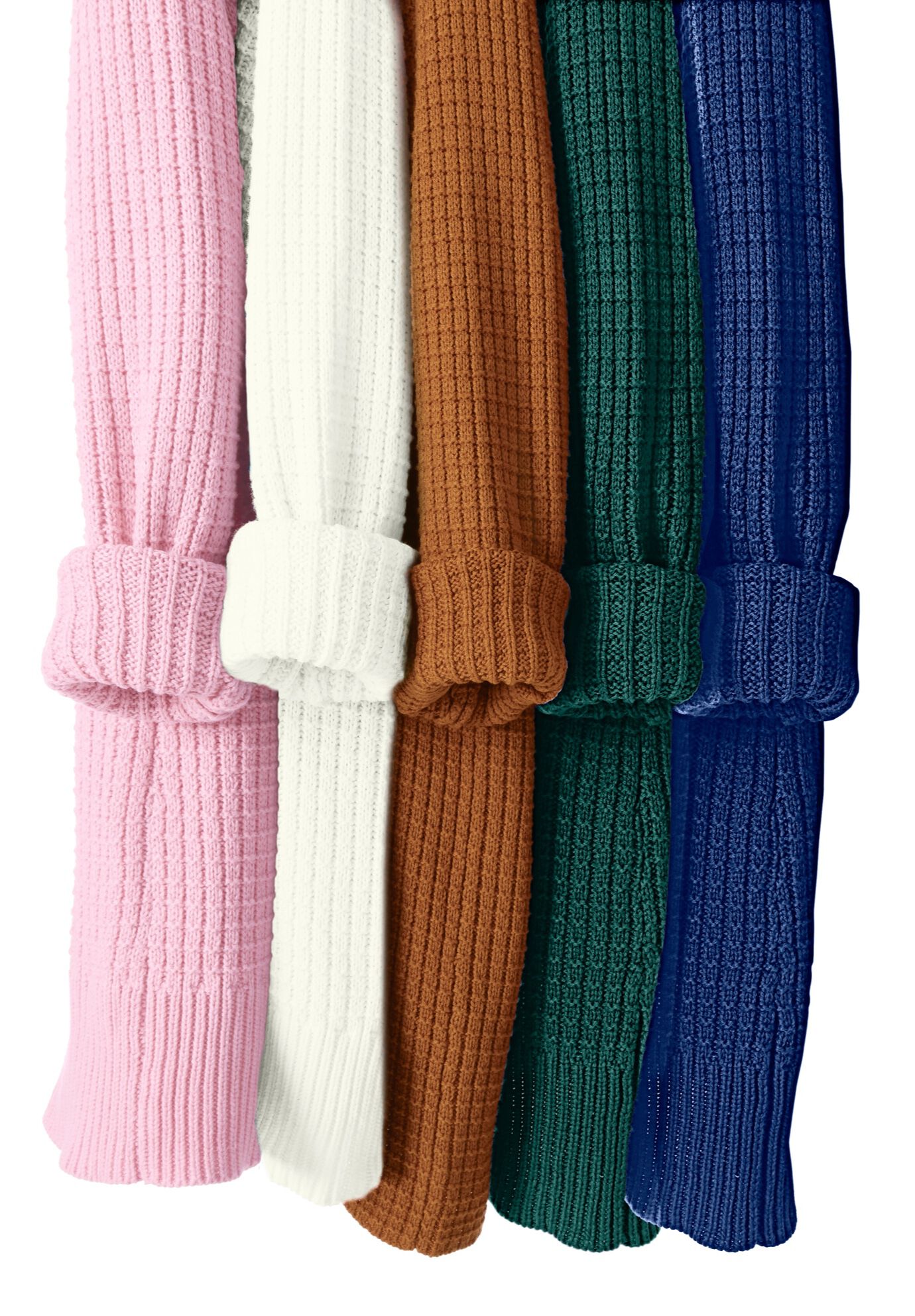 Side Button V-Neck Waffle Knit Sweater, , alternate image number 4