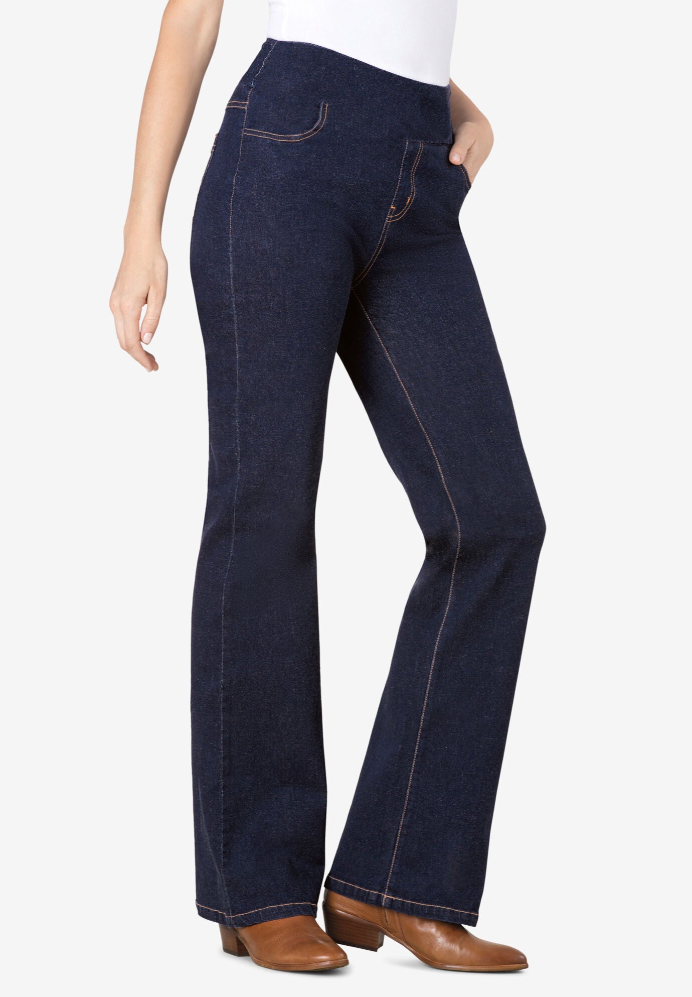 Plus size pull on bootcut jeans cheap