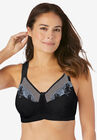 Embroidered Full-Coverage Wire-Free Bra, BLACK SILVER, hi-res image number 0