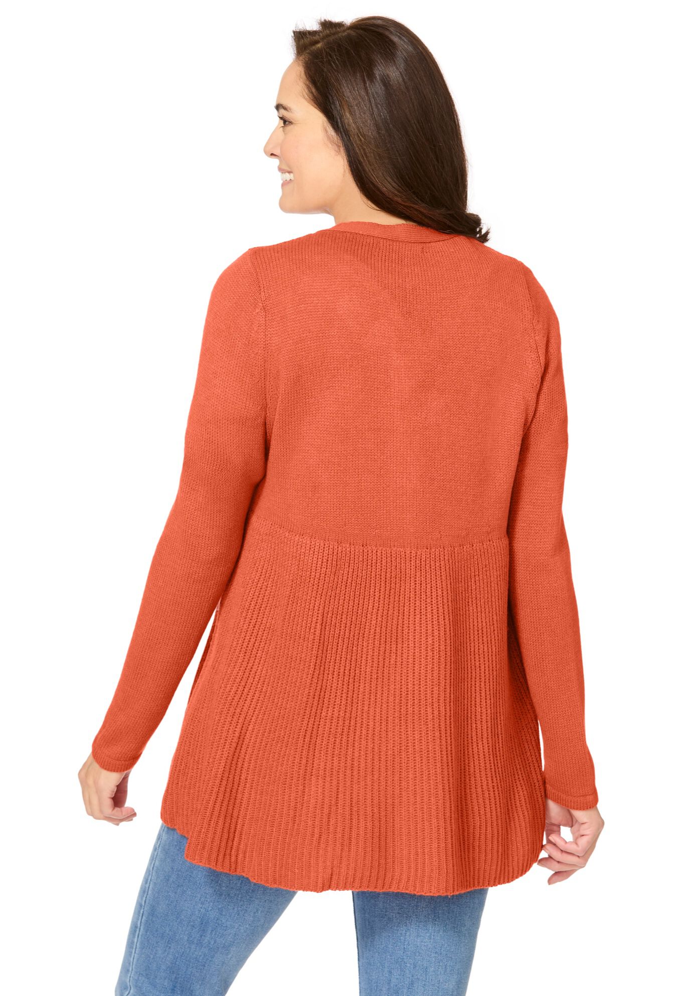 Babydoll Cardigan Sweater, PUMPKIN, on-hover image number 1