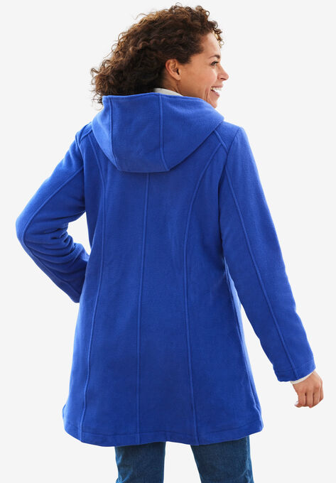 Double-Breasted Hooded Fleece Peacoat, , on-hover image number null