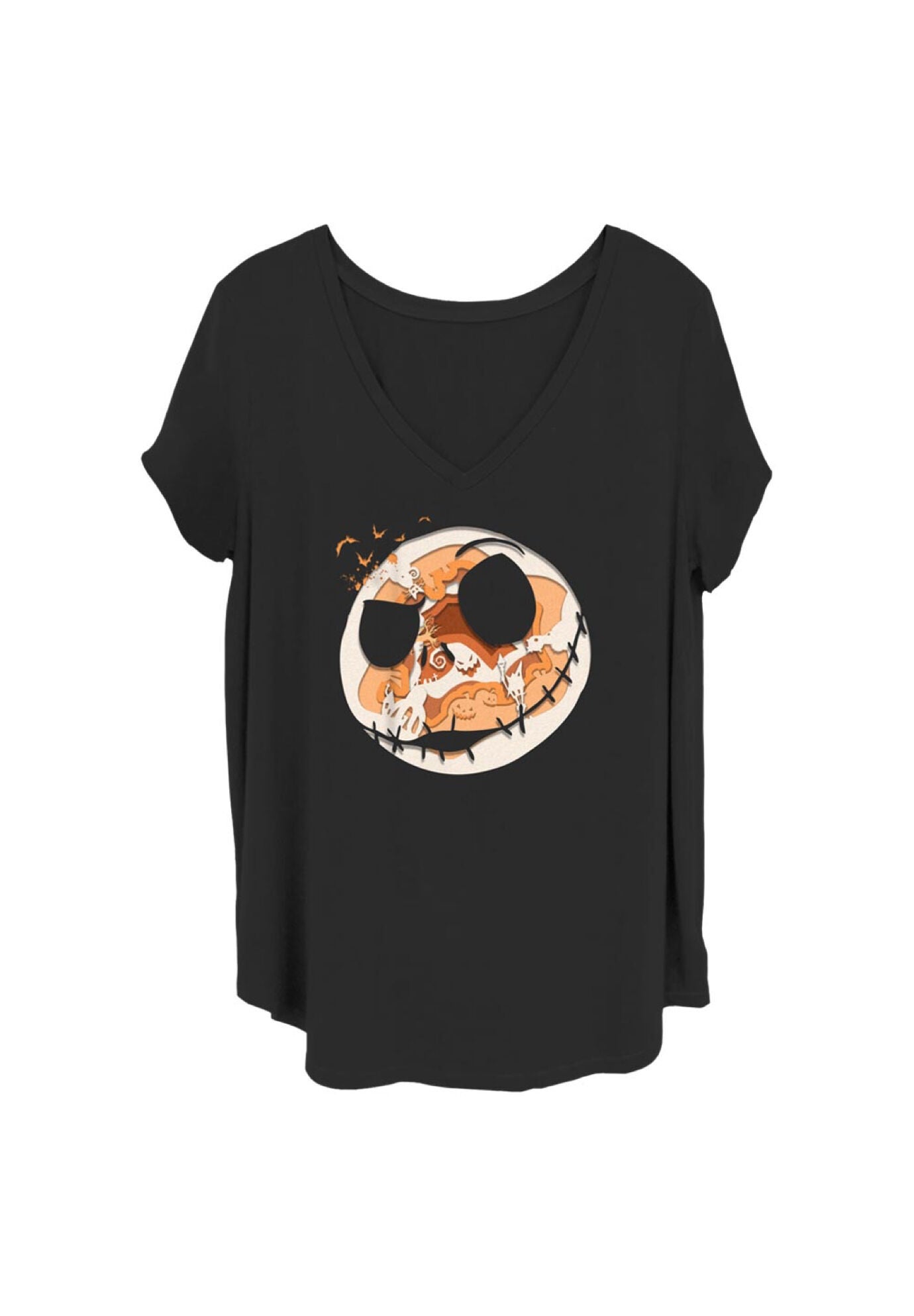 Paper Halloween V-Neck T-Shirt, BLACK, hi-res image number 0