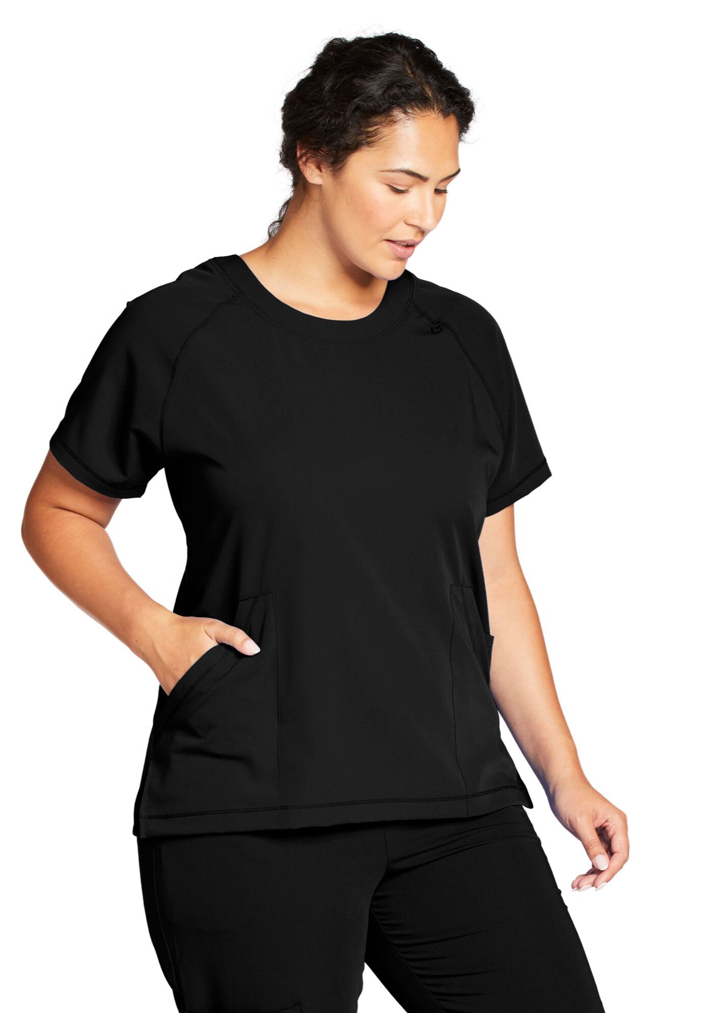 Jockey Scrubs Women's Comfort Crew Top, BLACK, hi-res image number 0