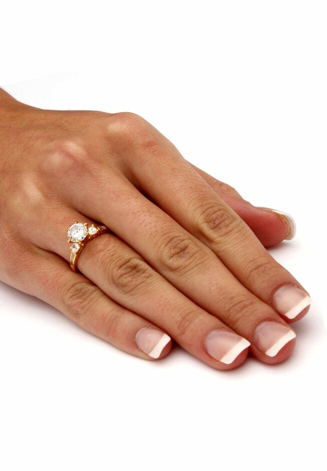Yellow Gold over Sterling Silver Engagement Ring Cubic Zirconia (2 1/7 cttw TDW), , alternate image number null