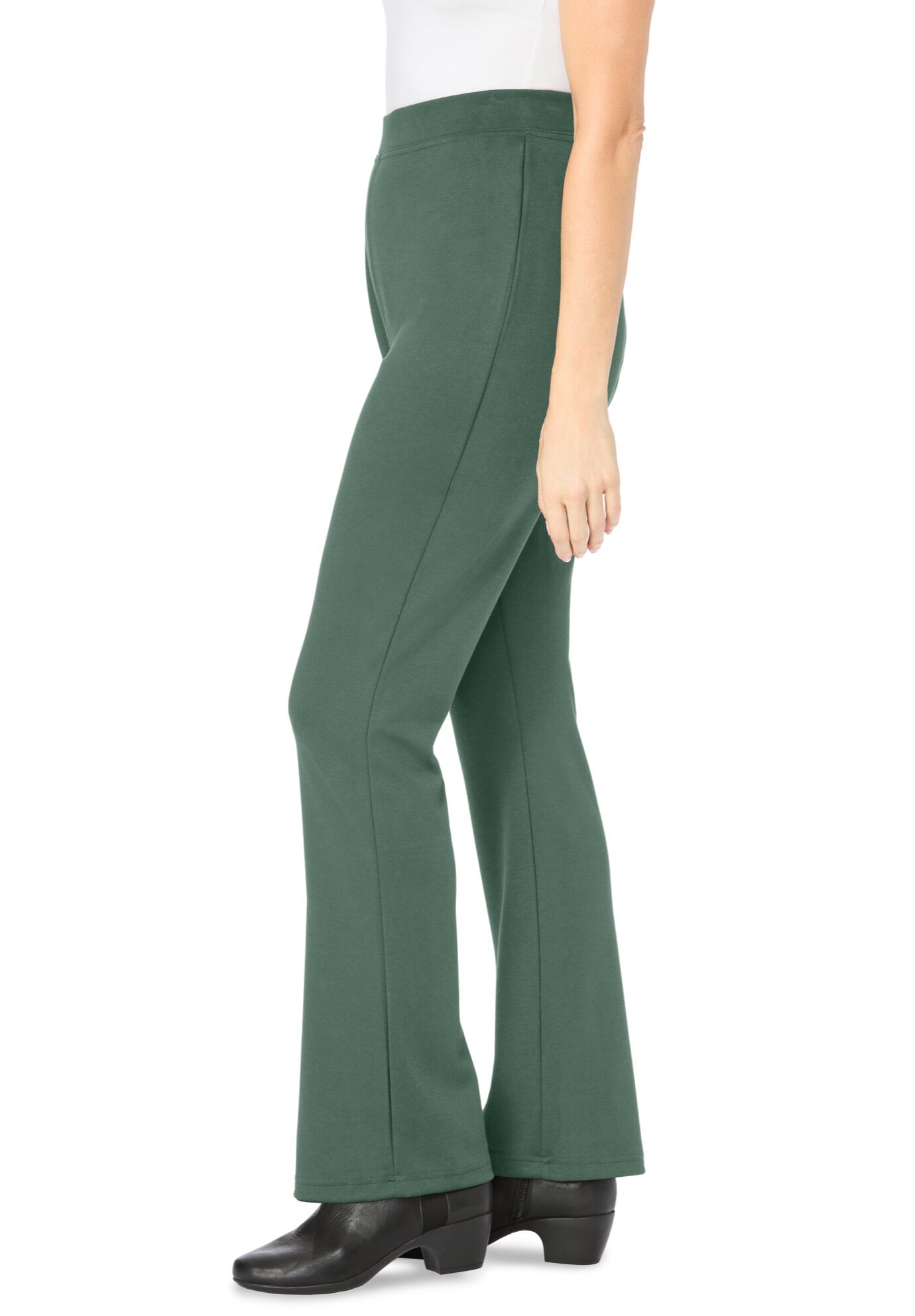 Stretch Ponte Knit Pull-On Bootcut Pants, POCKET PINE, alternate image number 2