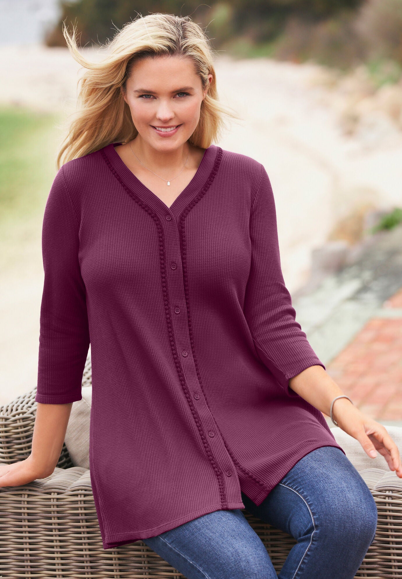 Thermal Button-Front Tunic, , alternate image number 3