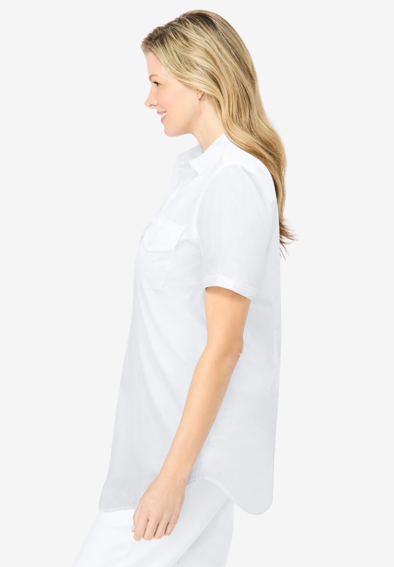 Short-Sleeve Cotton Campshirt, WHITE, alternate image number 2