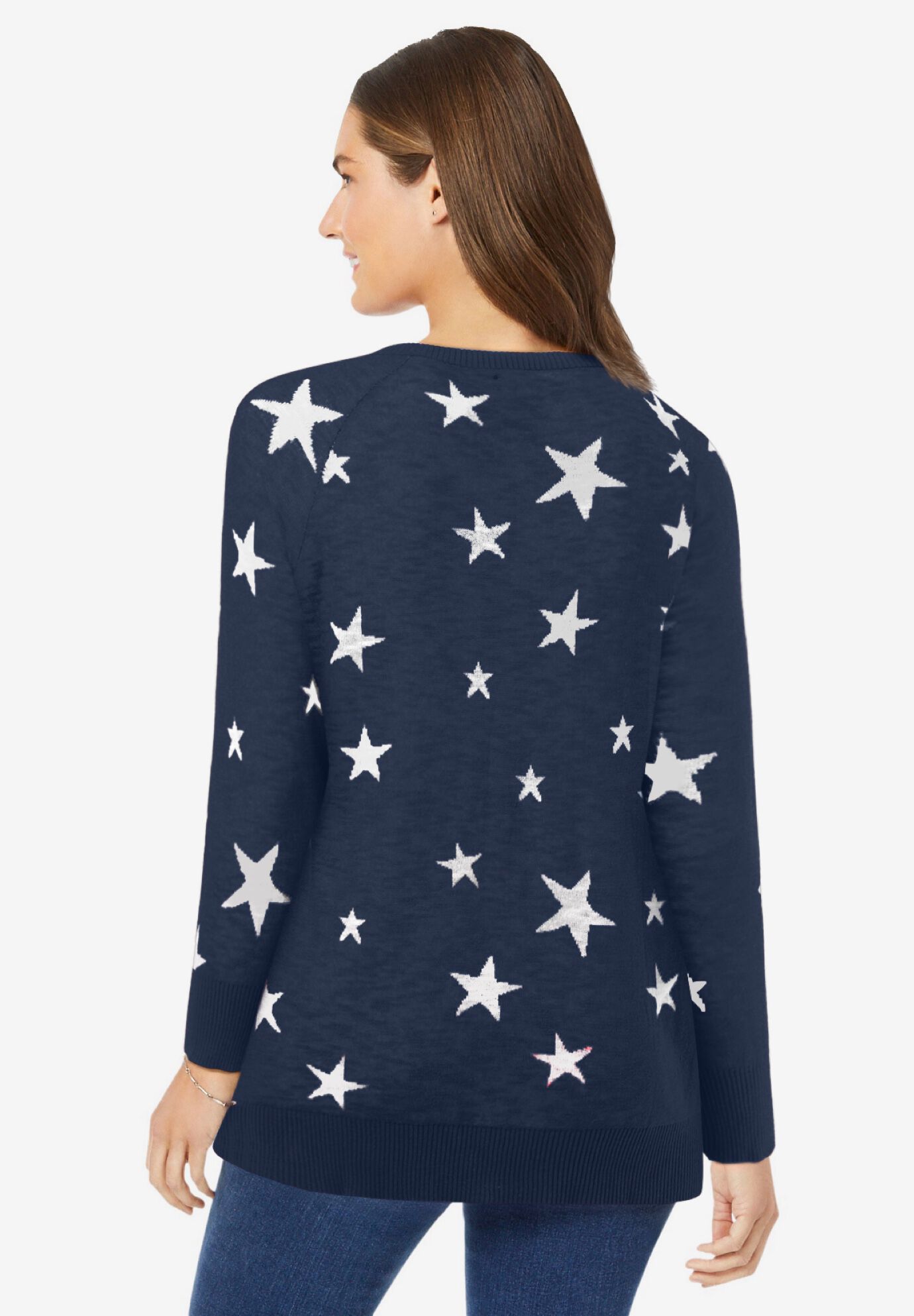 Cotton Lightweight Pullover, NAVY WHITE STARS, on-hover image number 1