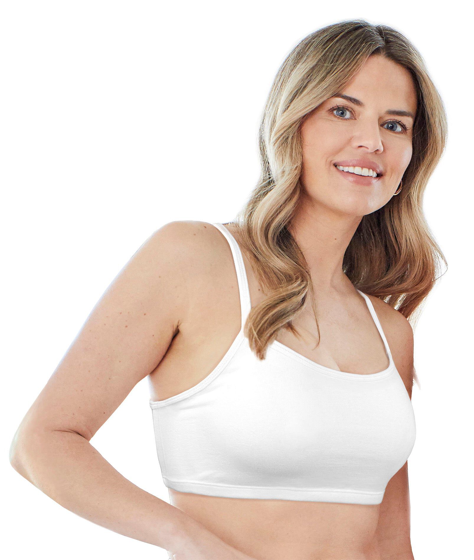 Bestform Spaghetti Strap Cotton Pullover Sports Bra 3-Pack - 5009036PP, BLUE WHITE GREY, alternate image number 2