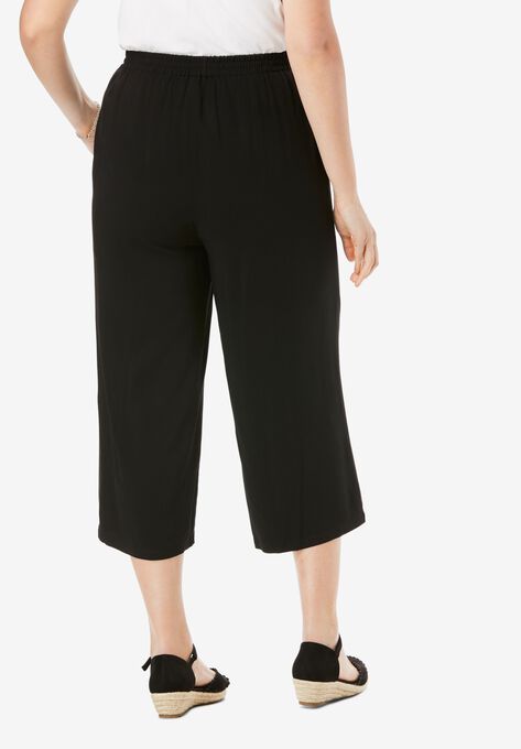 Pull-On Elastic Waist Soft Capri, , on-hover image number null