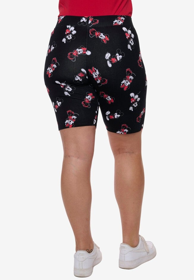 Women's Disney Mickey Mouse Bike Shorts Black All-Over Print, BLACK, on-hover image number null