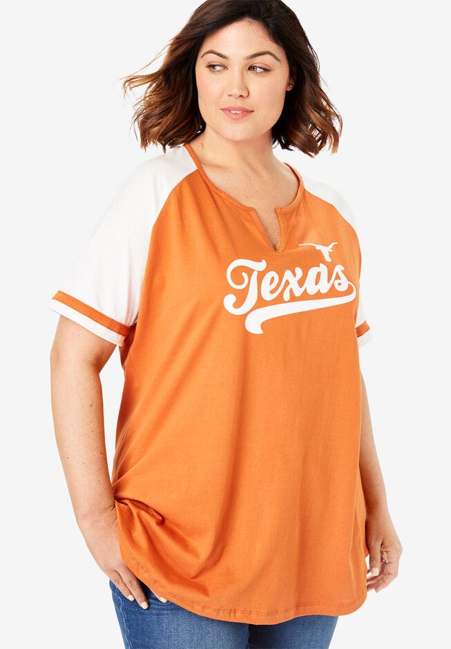 NCAA Notch Neck Raglan Tee, TEXAS, hi-res image number 0