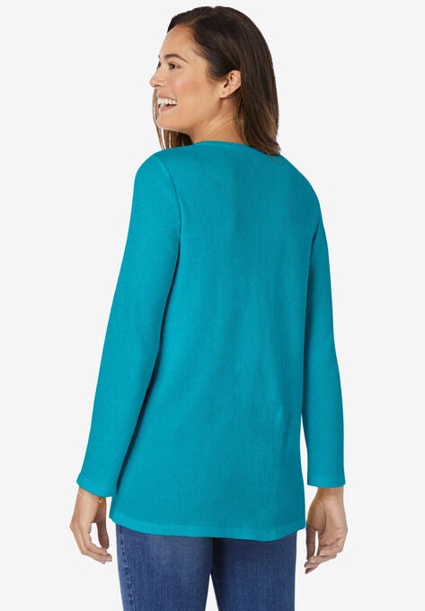 Embroidered Thermal Henley Tee, , on-hover image number null