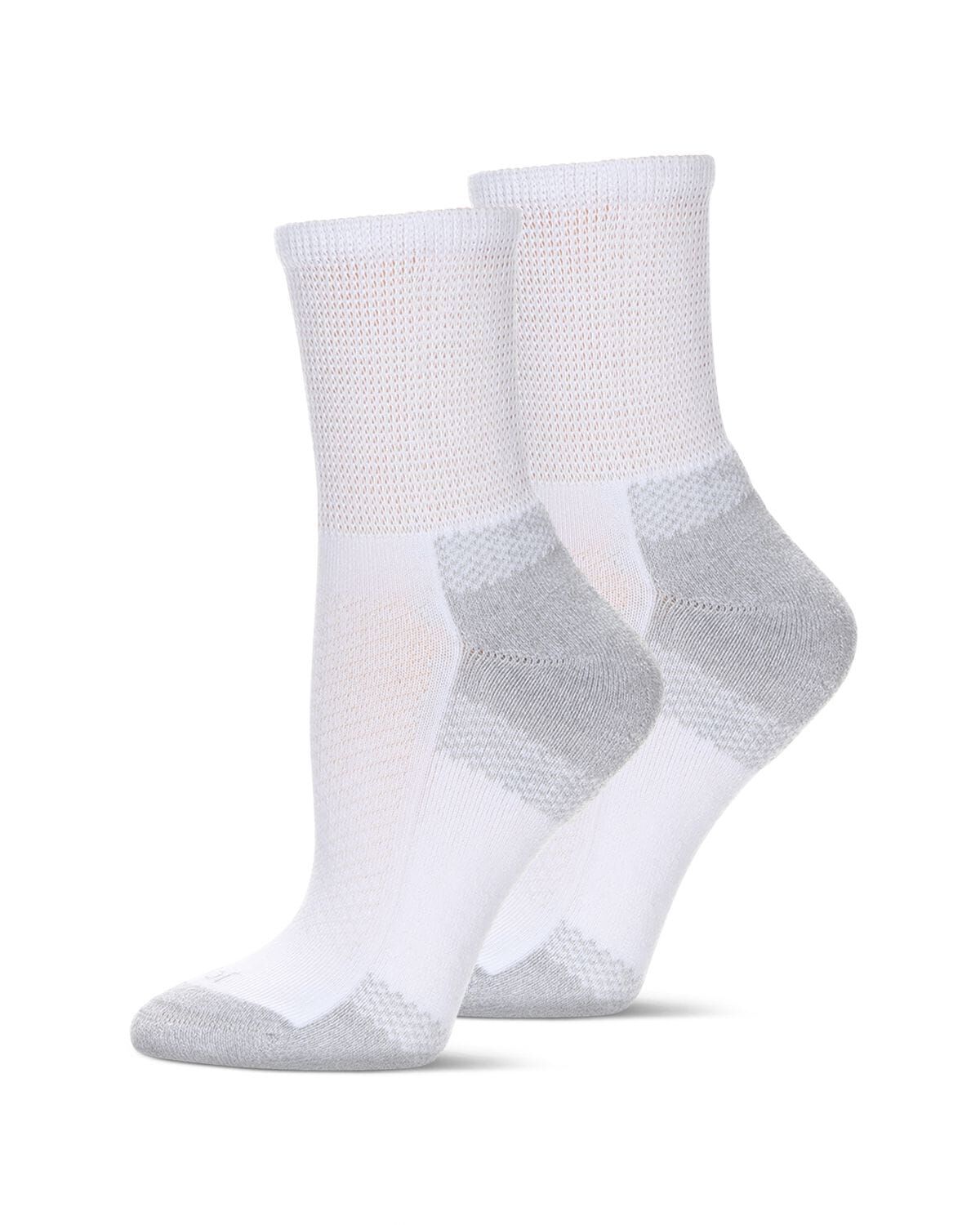 2 Pair Pack Diabetic Half Cushion Quarter Socks, WHITE WHITE, hi-res image number 0
