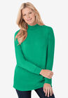 Perfect Long-Sleeve Mock-Neck Tee, TROPICAL EMERALD, hi-res image number null