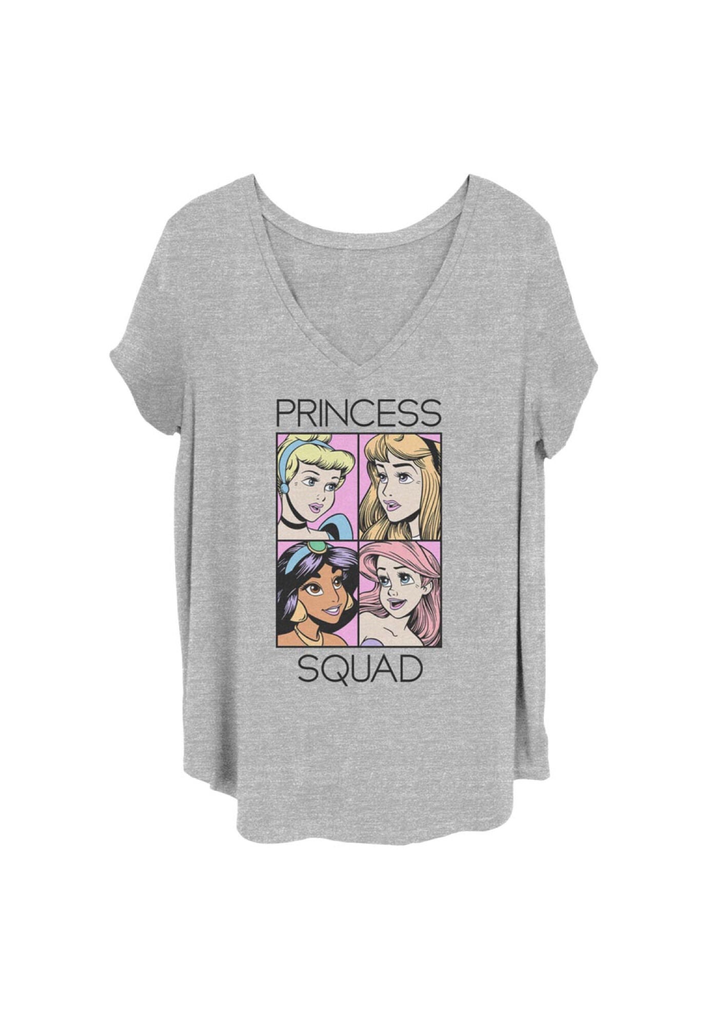 Princess Diverse Expression V-Neck T-Shirt, HEATHER GREY, hi-res image number 0