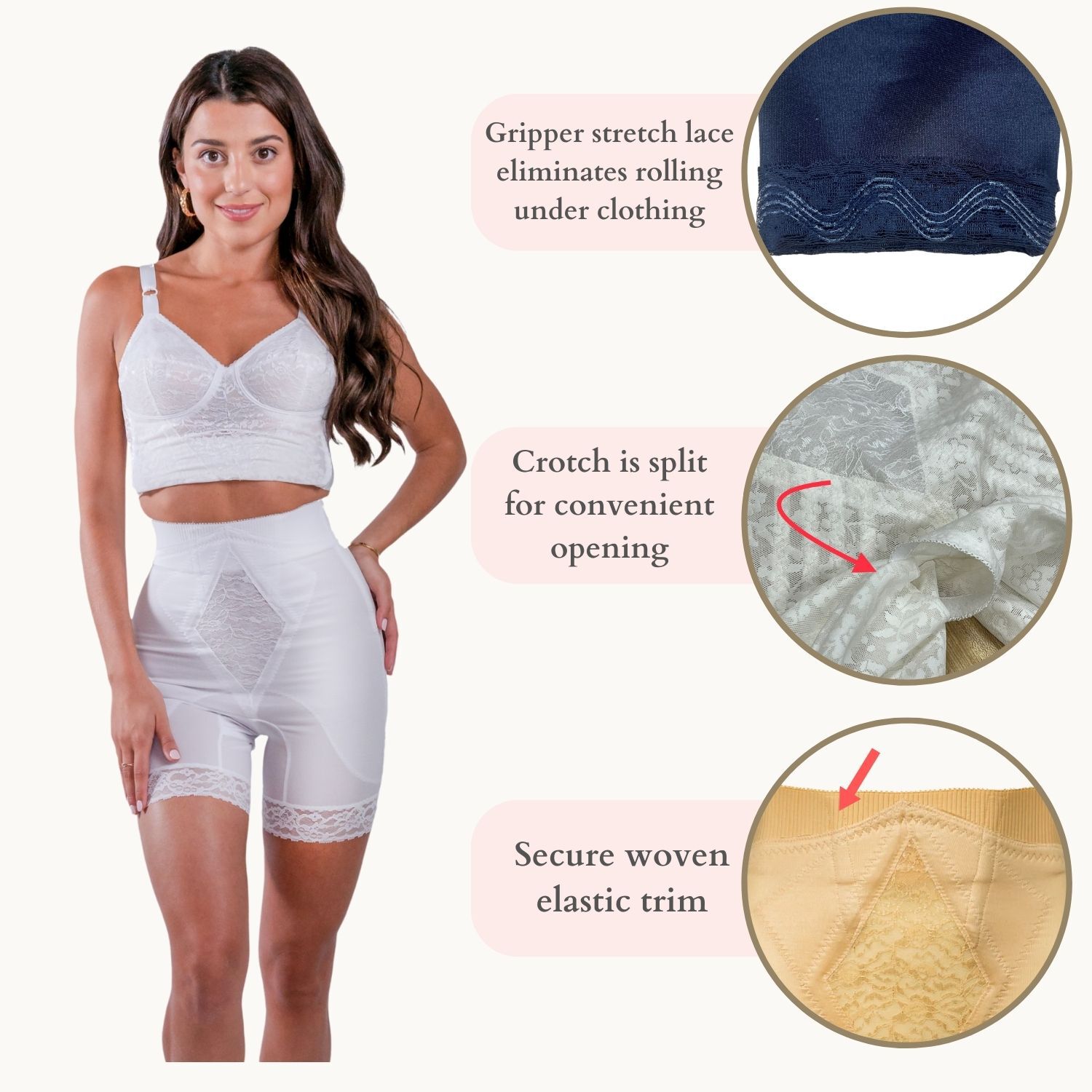 High Waist Long Leg Shaper 6206, WHITE, alternate image number 3