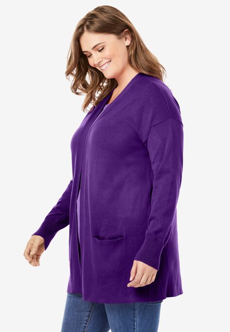 Perfect Cotton Open Front Cardigan, , alternate image number null