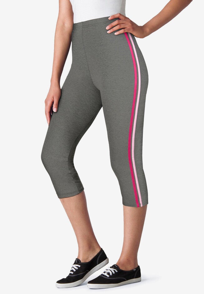 Side-Stripe Capri, MEDIUM HEATHER GREY SIDE STRIPE, hi-res image number null