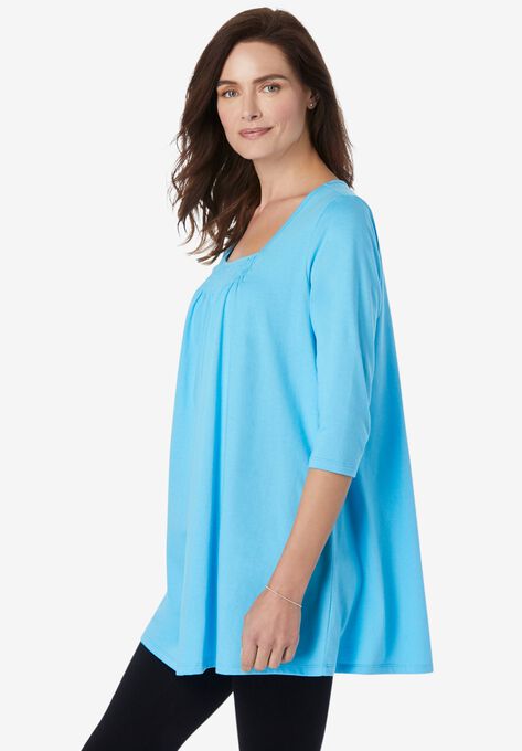 Tie-Dye Smocked Square-Neck Tunic, , alternate image number null