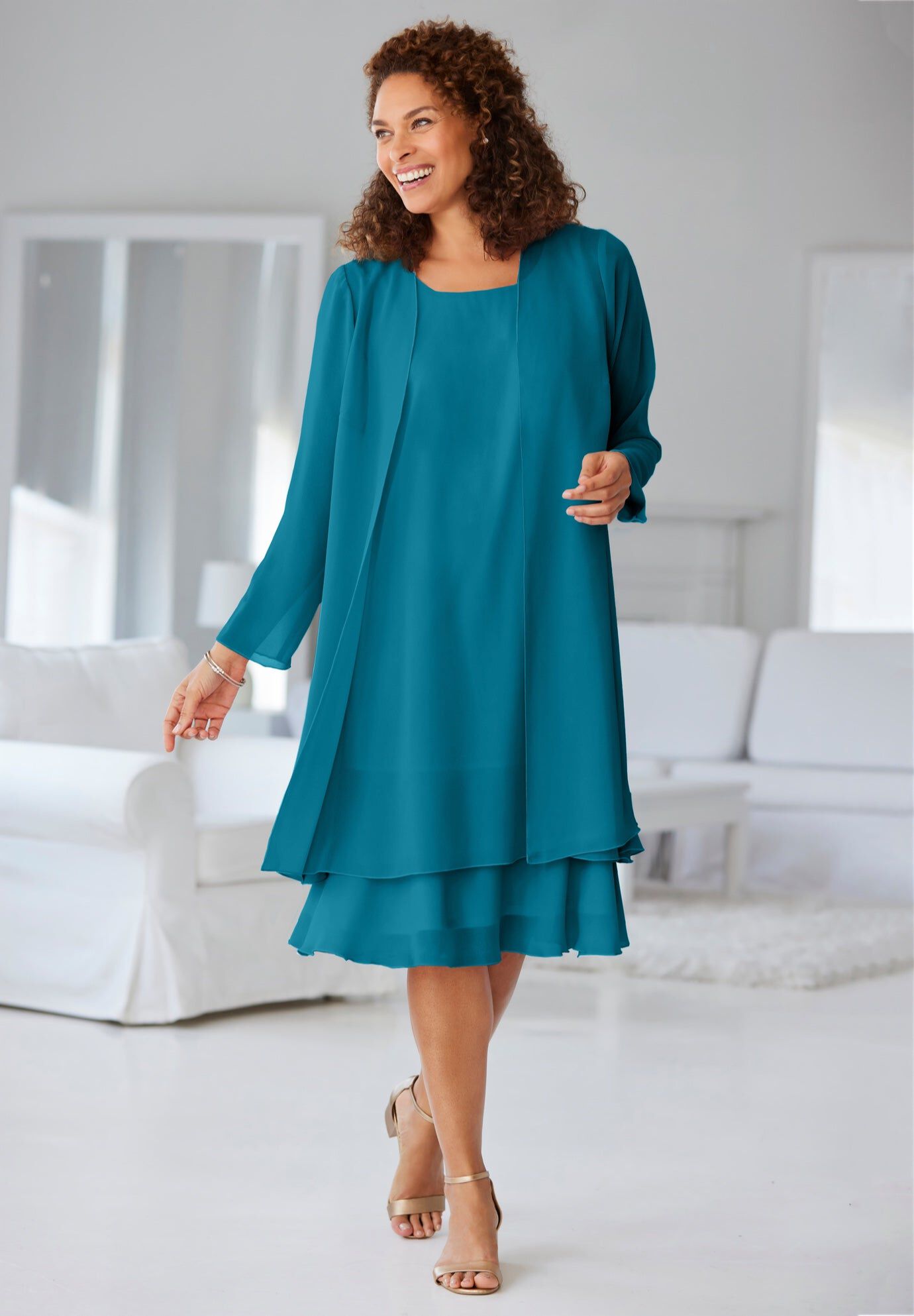 2-Piece Jacket Dress, DEEP TEAL, hi-res image number 0