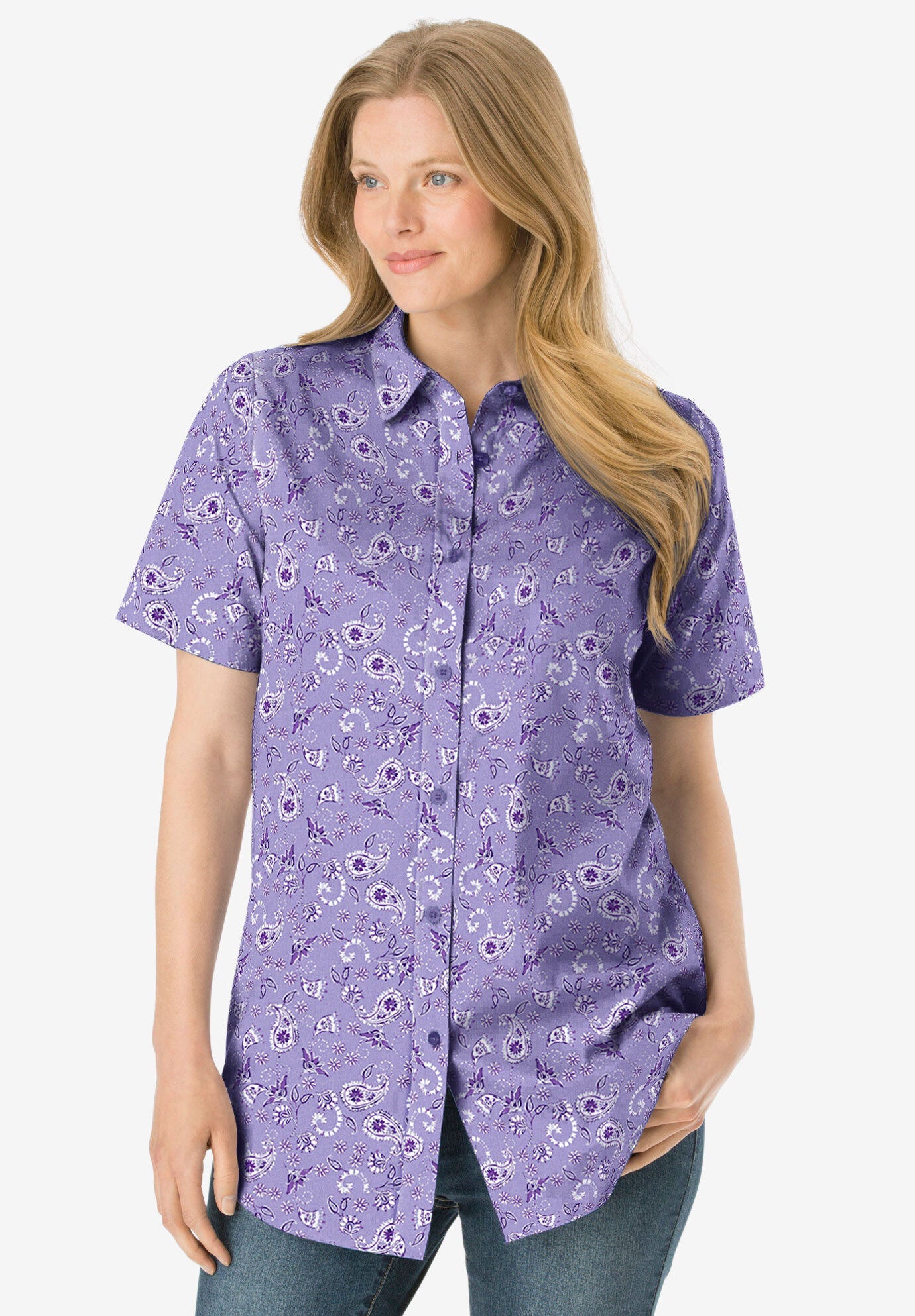 Plus size women's short sleeve blouses Clearance