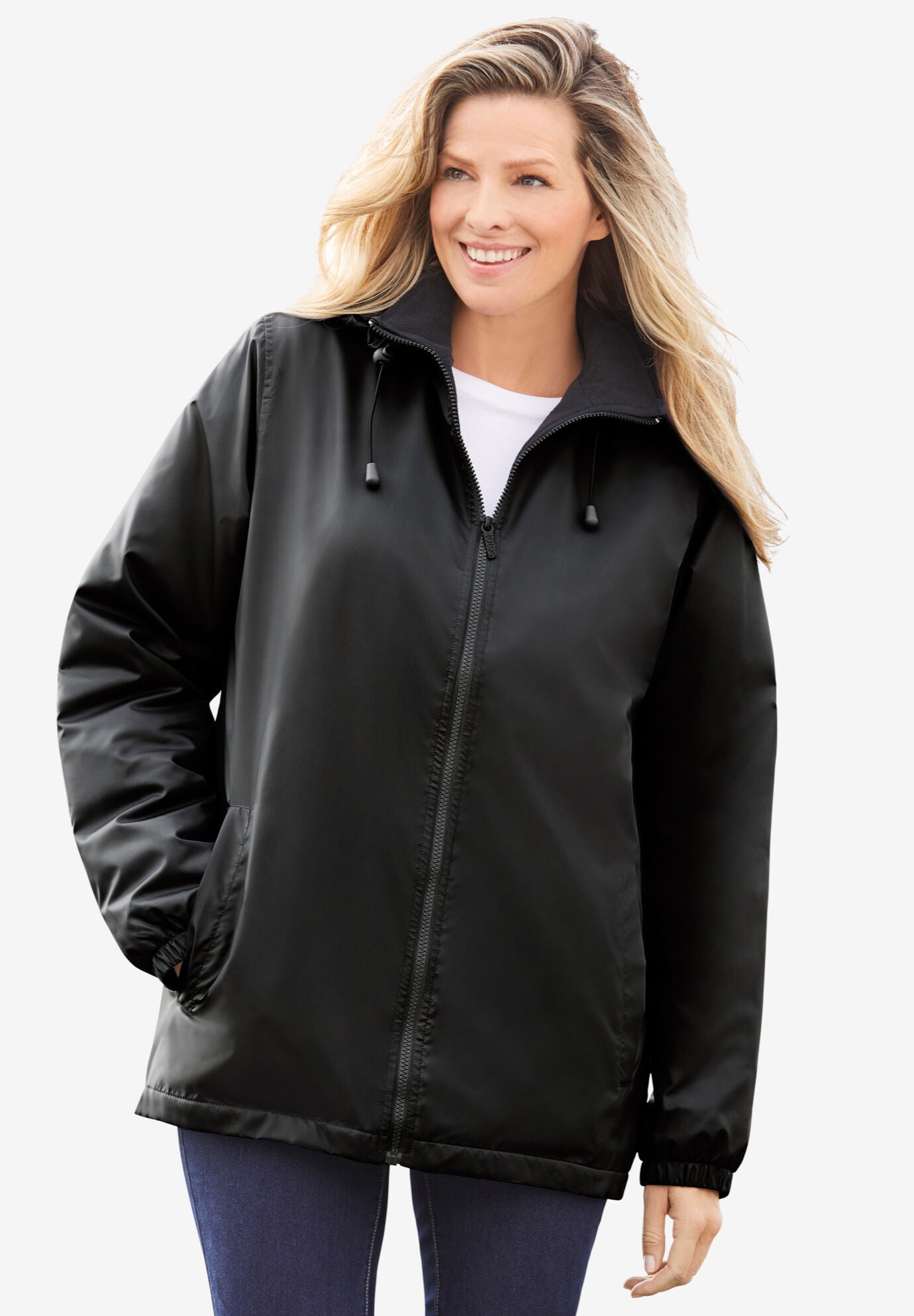 Plus size asymmetric fleece sale contrast hooded skirted coat