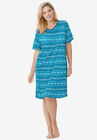Print Sleepshirt, DEEP TEAL FAIR ISLE, hi-res image number null