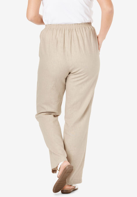 Straight Leg Linen Pant, , on-hover image number null