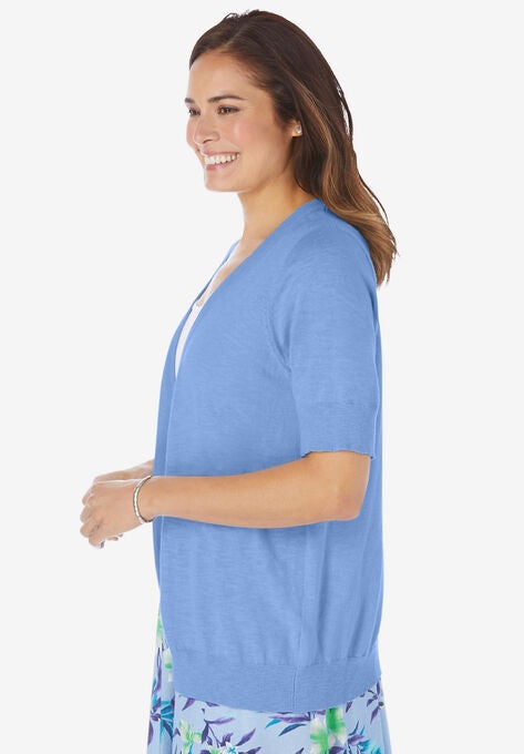 Short Sleeve V-Neck Cardigan, , alternate image number null