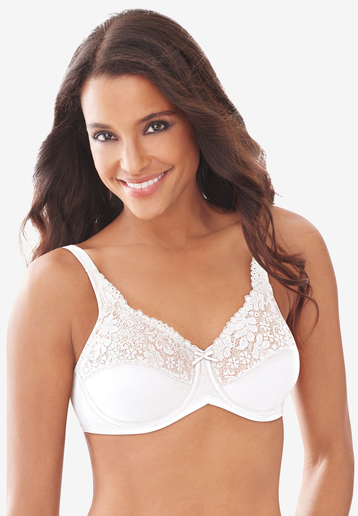 Lilyette Lace-Trim Tailored Minimizer&reg; Bra LY0428, WHITE, hi-res image number 0