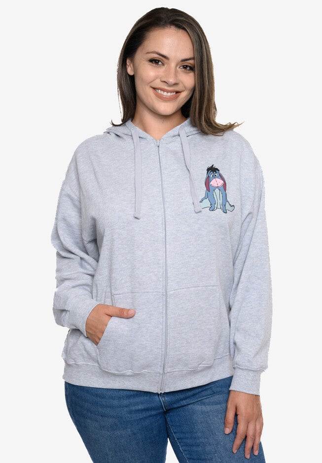 Disney Winnie The Pooh Tigger Eeyore Zip Hoodie Sweatshirt, GREY, hi-res image number null