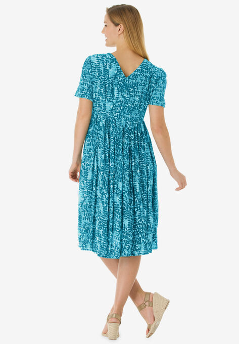 Woven Button Front Crinkle Dress, , on-hover image number null