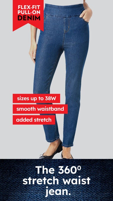 Flex-Fit Pull-On Denim Skirt, , alternate image number null