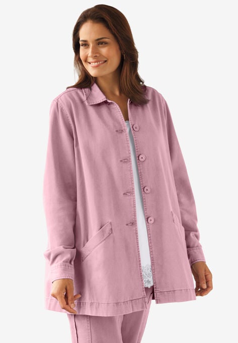 Pleat-Back Denim Jacket, DUSTY PINK, hi-res image number null