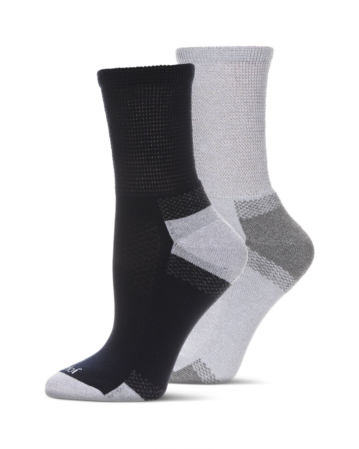 2 Pair Pack Diabetic Half Cushion Quarter Socks, NAVY GRAY, hi-res image number 0